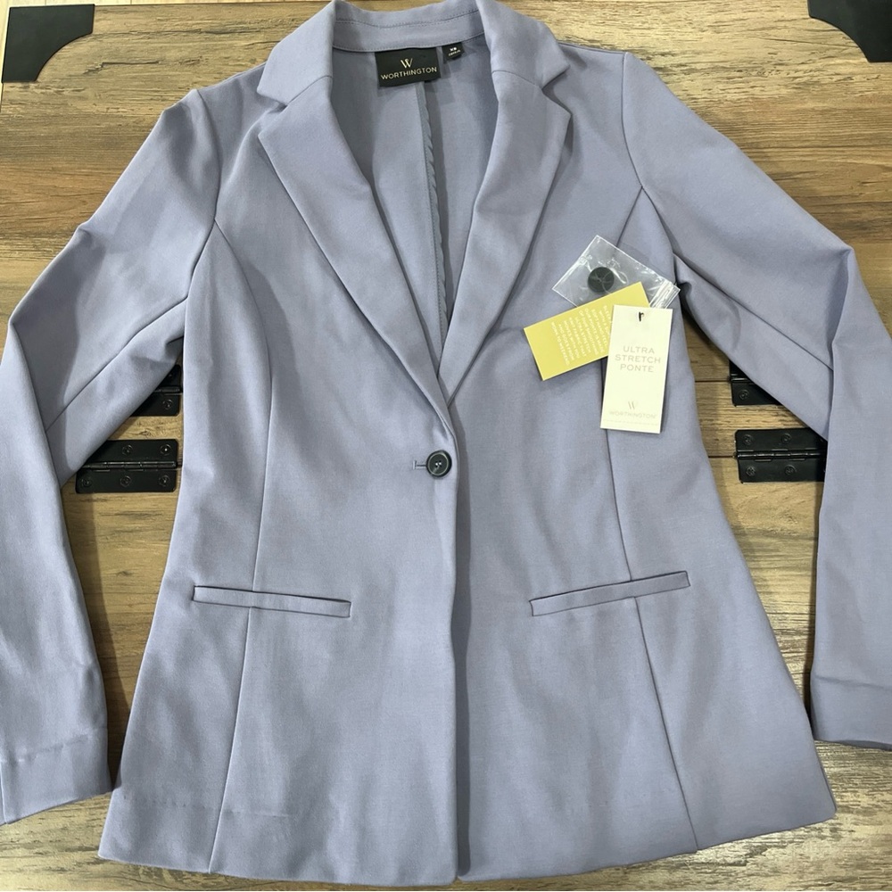 NWT Worthington Women’s Blazer Single Button Blue Size XS